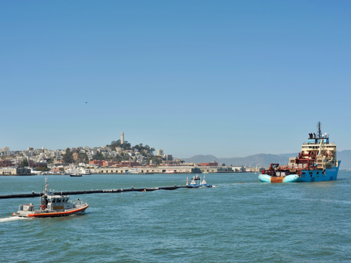 September 2018: The Ocean Cleanup launches its first device in the Pacific Ocean.