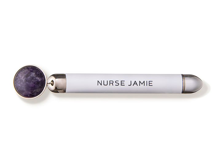 An Amethyst roller that uses sonic vibration to soften wrinkles and fine lines