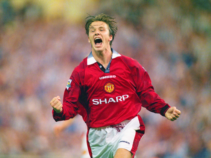 Beckham then signed as a professional less than two years later and stayed with Manchester United for more than a decade, scoring 85 goals in 394 league appearances with the club.