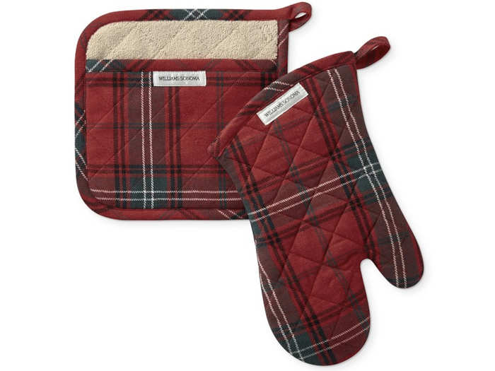 Red Tartan Oven Mitt & Pot Holder Set