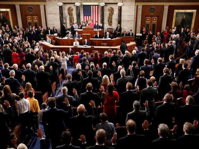 The swearing-in ceremony happened on the 13th day of the third government shutdown of the Trump administration. Pelosi has said Democrats will re-open the government now that they have control of the House.