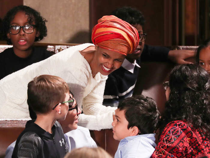 Like Ocasio-Cortez, Representative Ilhan Omar, one of the first two Muslim women in Congress, wore white.