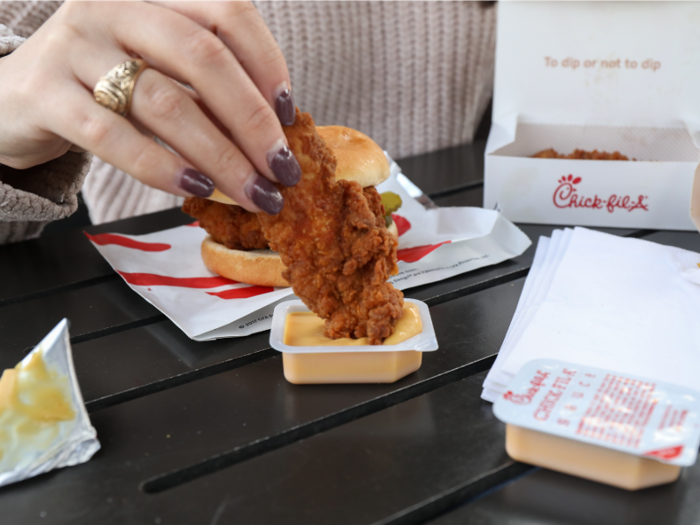 We dunked them in the Chick-fil-A sauce ...