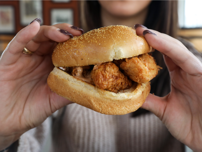 The bread-to-chicken ratio was proportional, but there was also a substantial thickness to both of them.