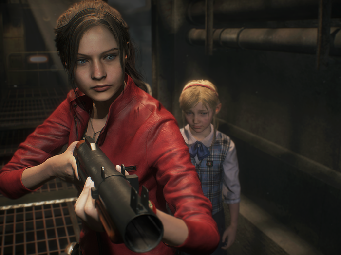 The other playable character is Claire Redfield — a woman from out of town who arrives in Raccoon City looking for her brother, Chris Redfield (who stars in the original "Resident Evil").