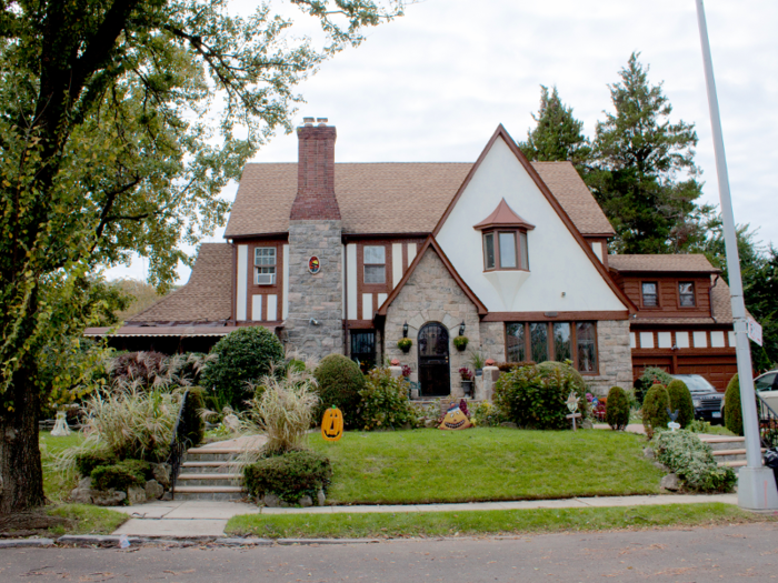 The first home I saw was this Tudor-style house with a Range Rover in the driveway.