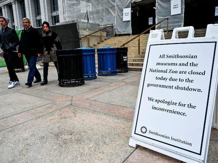 The National Zoo, in addition to the 17 museums run by the Smithsonian closed their doors several days into the shutdown after running out of emergency funding.