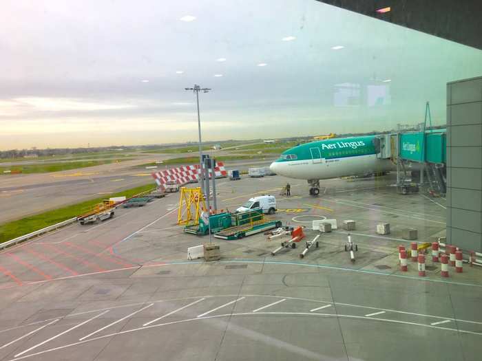 Looking out, we see our chariot— a 2-year old Airbus A330-300 registration EI-FNH. It