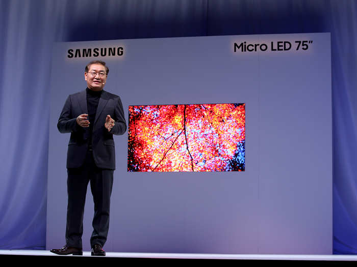 A more reasonable 75-inch model was shown off — a consumer-friendly version of Samsung