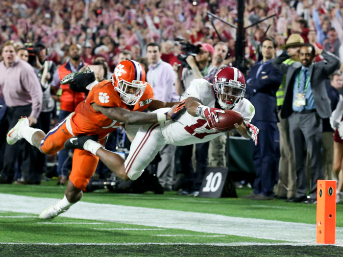 Kenyan Drake had one of the most memorable plays of the national championship, returning a kick 95 yards to the house to put Alabama up two scores.