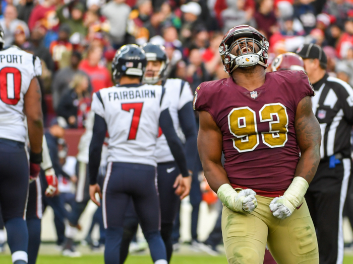 Allen was drafted by the Redskins with the 17th pick in the 2017 NFL Draft, and started all 16 games of the 2018 season, finishing the year with eight sacks.