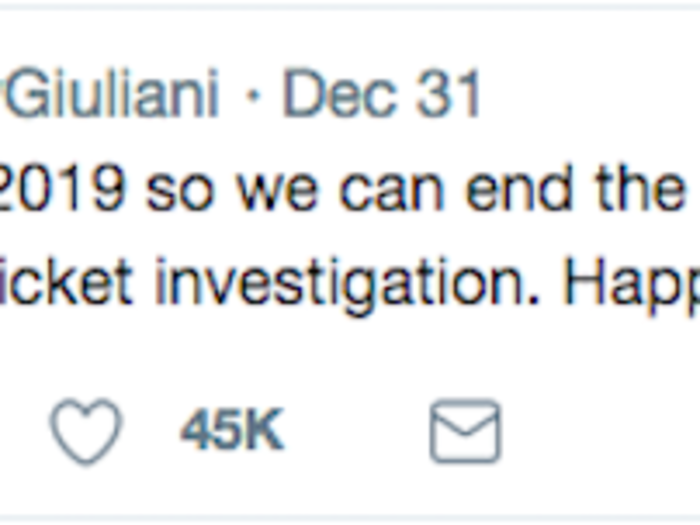 Giuliani then referred to the Mueller probe as an "unpaid traffic ticket investigation."