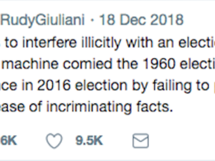 Giuliani then announced that "Comey" means interfering with an election. Despite Giuliani