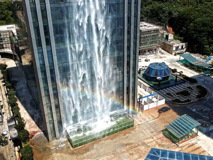 Running the waterfall for just one hour adds about $120 to the skyscraper