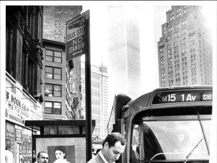 Chuck Schumer waits for the bus while he still was a member of the New York State Assembly in 1979.