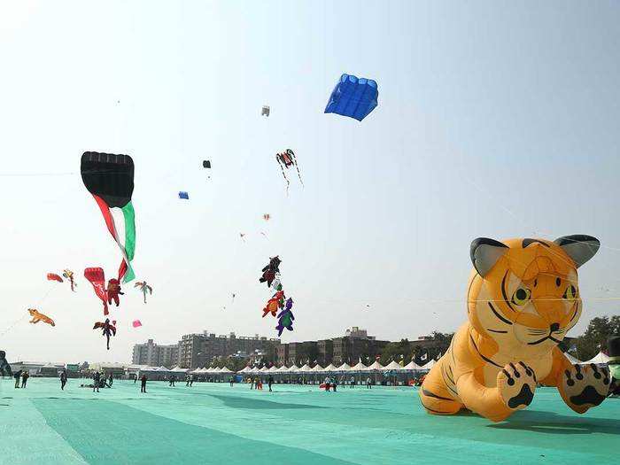 Ahmedabad preps months before the festival begins. Some artists even create kites with springy bamboo frames