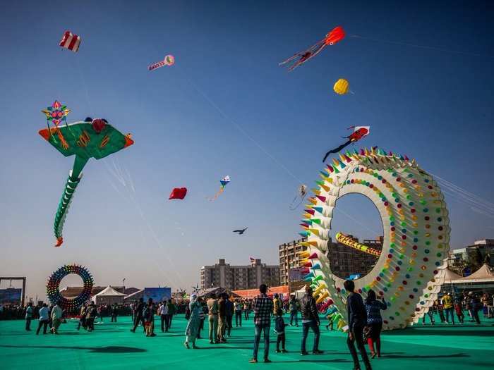 There is even a special kite market that remains open 24 hours, a week before the festival