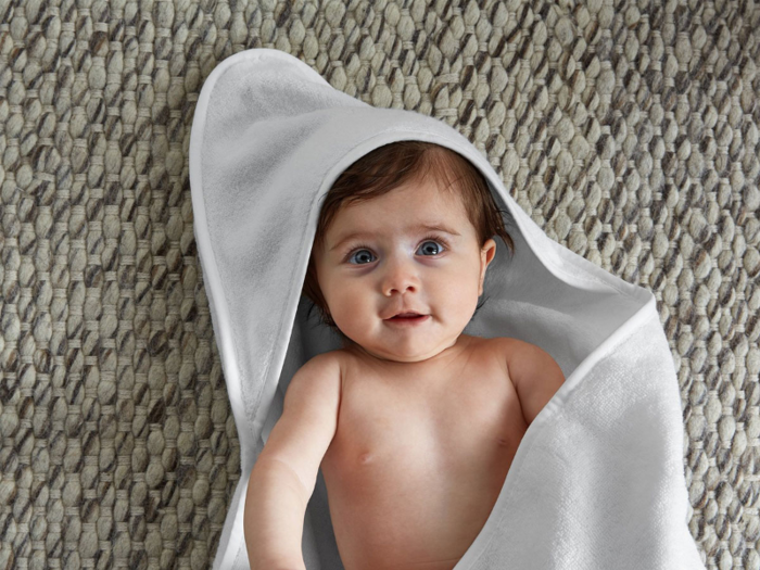 A hooded baby towel for cozy bath time