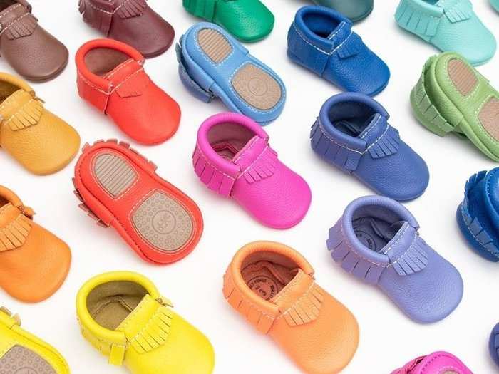 Adorable, bright baby moccasins