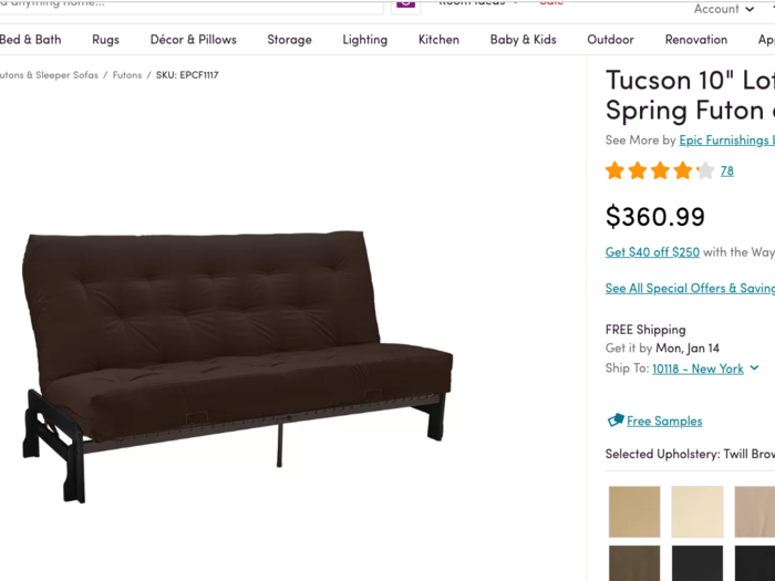 ... while the same, albeit larger, queen-sized piece on Wayfair went for $360.99. One observation — while Wayfair