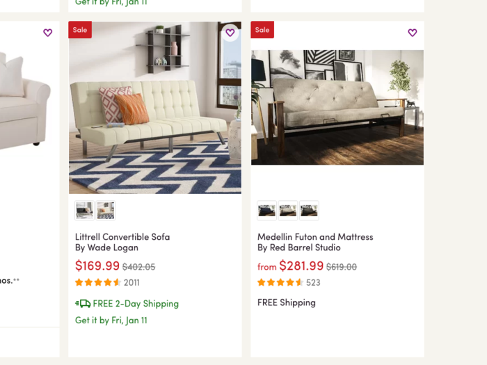 Shoppers can also scroll down this page to find bestsellers in the more general sofa section, including futons.