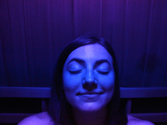 I spent an hour in the infrared sauna. I was definitely relaxed and I was definitely sweaty. I stepped out several times to drink water and give my body a quick break from the heat.