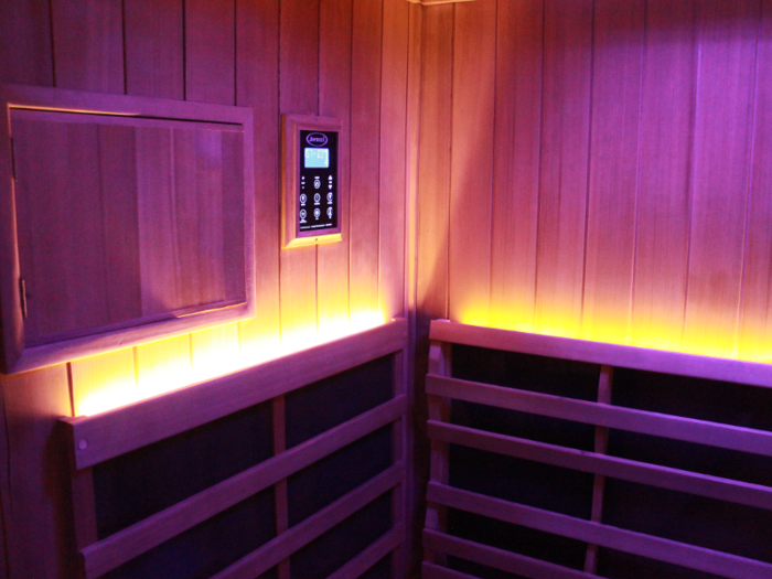 Apart from pure relaxation, one benefit of saunas in general is that they cause similar reactions in the body as moderate exercise, including sweating and an increased heart rate. An infrared sauna does this at a lower temperature than a traditional sauna.