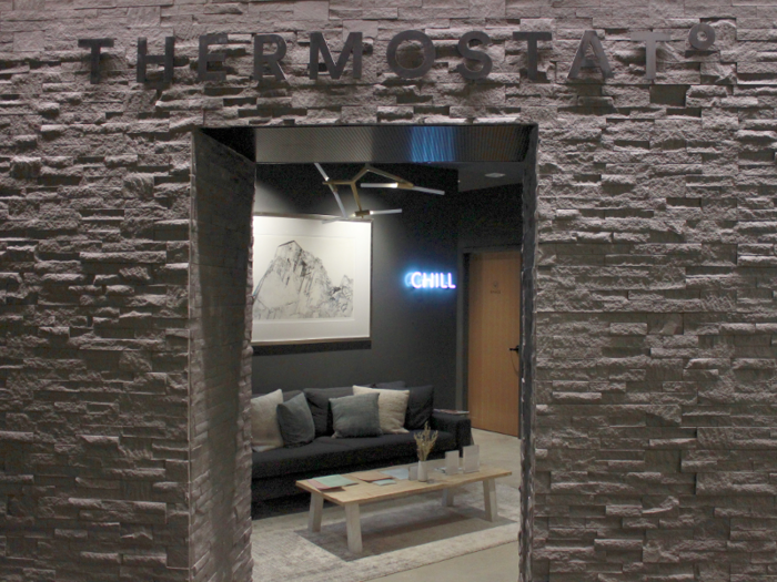 ... and the entrance to the sauna and cryotherapy area, called Thermostat.