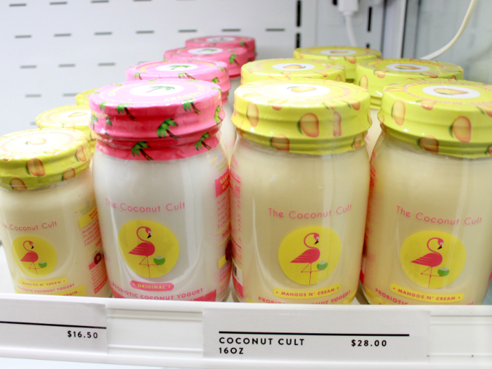 ... and colorful jars of probiotic coconut yogurt in an 8-ounce size ($16.50) or 16-ounce size ($28).