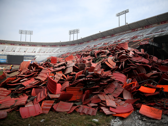 Construction crews began the stadium