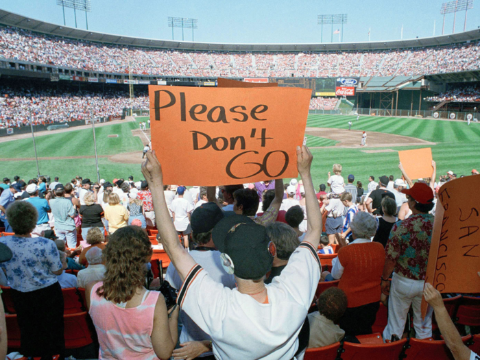 The Giants moved out of Candlestick Park after the 1999 MLB season. At the time of their final home game, it was unclear whether the team would relocate to Florida or to a different stadium in the Bay Area. They chose the latter.