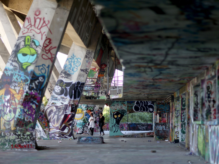 The stadium was slated to be demolished by the city as graffiti built up on its walls.