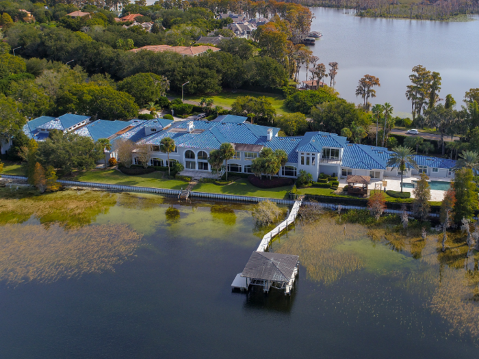 The house sits on nearly 700 feet of prime lake frontage.