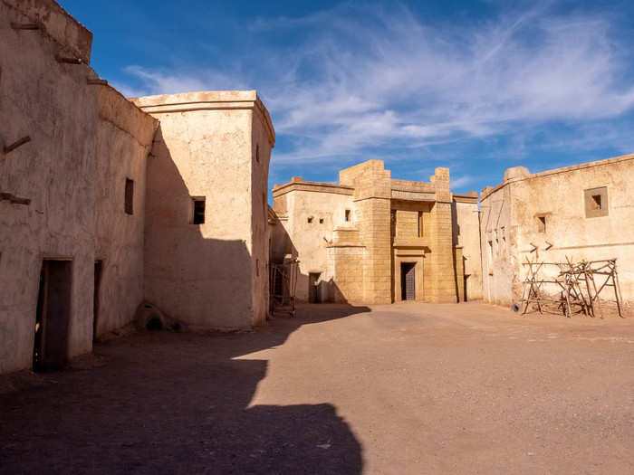 In some places, sets from completely different films sit side-by-side. The sets on the right side have been used for multiple movies set in ancient Egypt ...