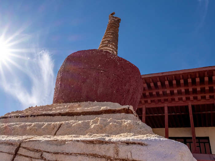 This monument in front of the house is made of styrofoam. It has taken a beating from the desert winds, which have scratched off some of the paint to reveal the material underneath.