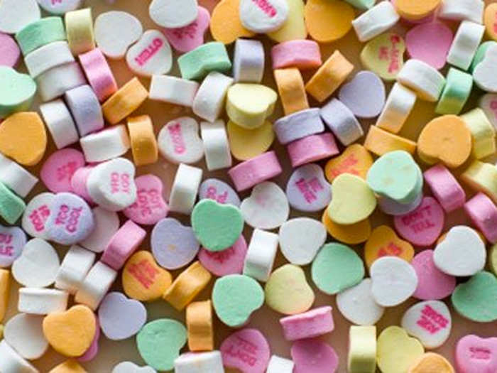 A pound of candy hearts