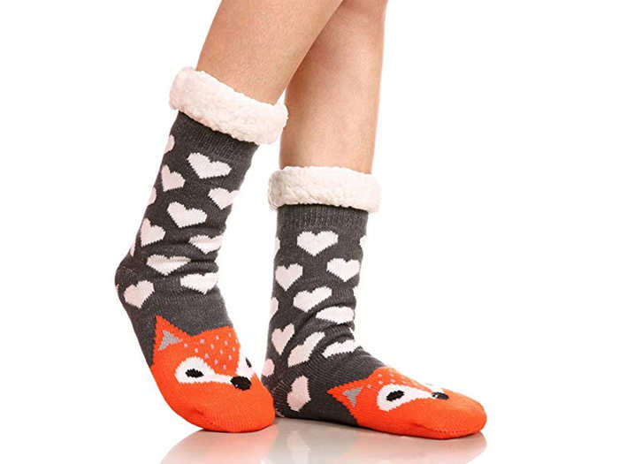 A pair of cozy slipper socks