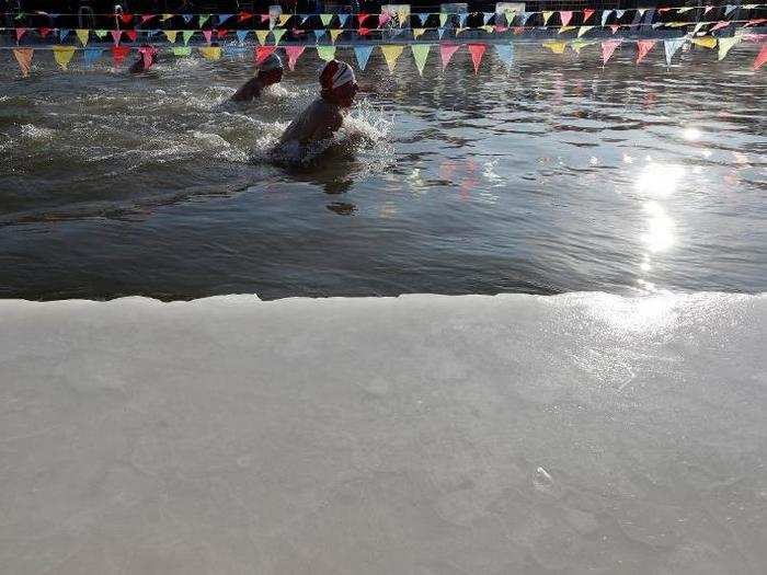 Withstanding such frigid water takes practice. Swimmer Yu Hongtao told Reuters that he trained for months in advance of the festival