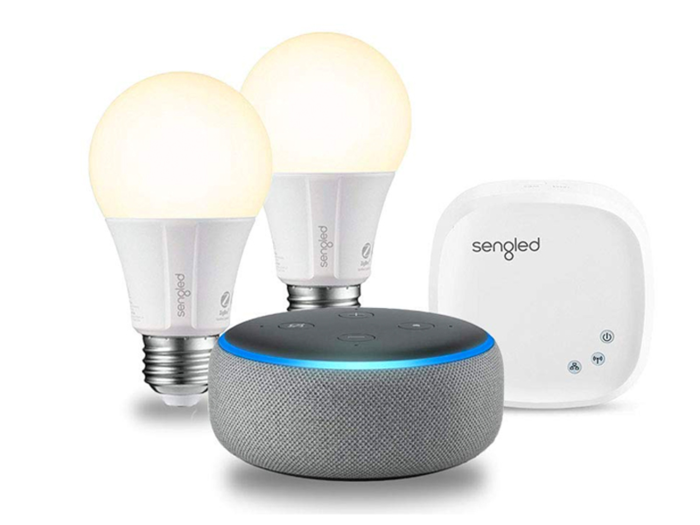 A smart home assistant and light bulb bundle