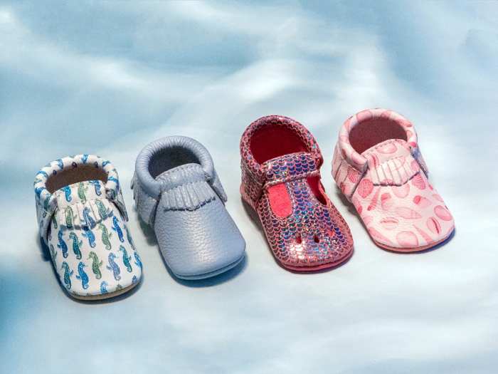 Adorable, bright baby moccasins