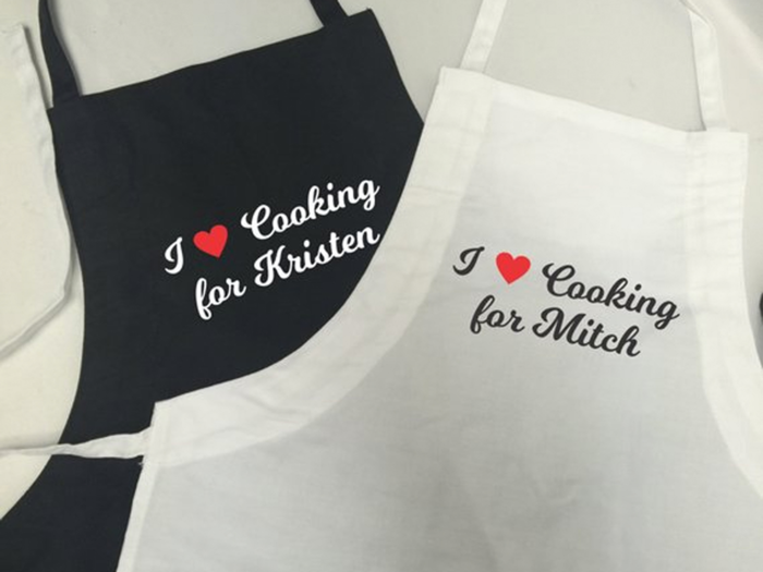 Customized aprons for the couple that loves to cook