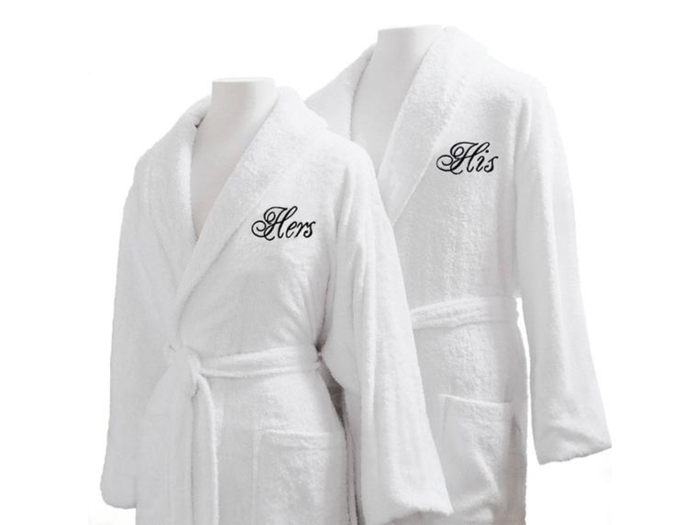 Plush, matching bathrobes that are monogrammed to avoid any confusion