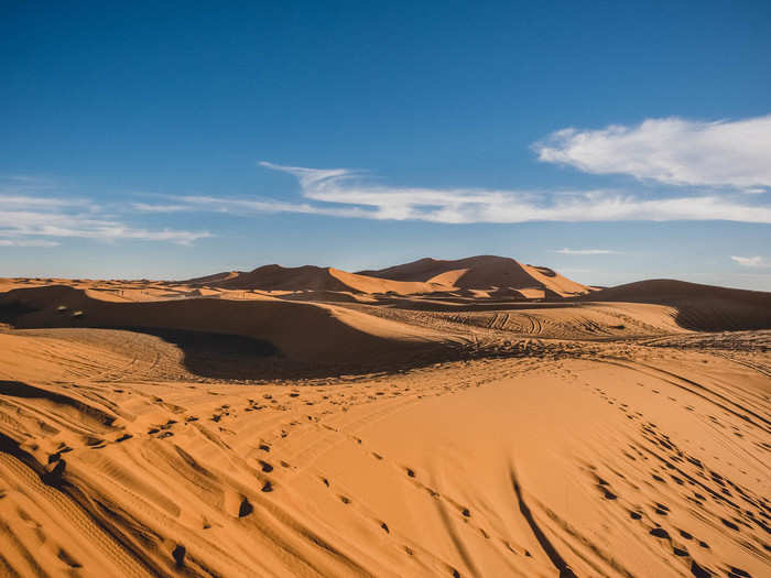 The dunes in Erg Chebbi are the biggest in Morocco. They rise as high as 400 feet tall and make for an imposing and beautiful sight.