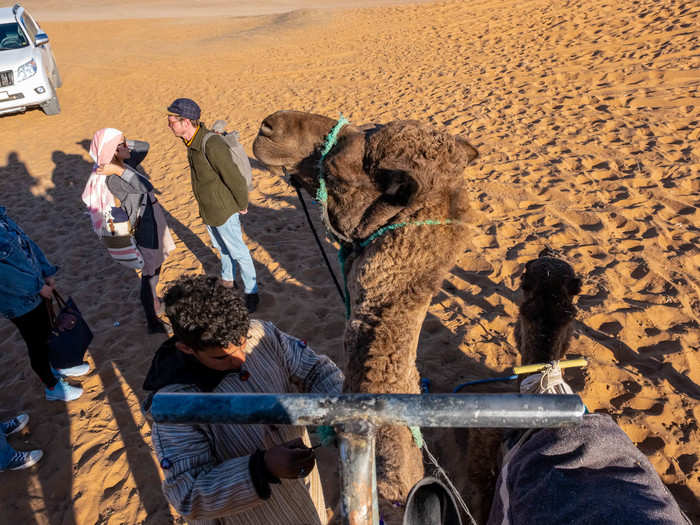 Our tour required us to travel by camel to the Mouhou camp deep into the Chebbi dunes. I mounted a friendly camel that I named Humpty.