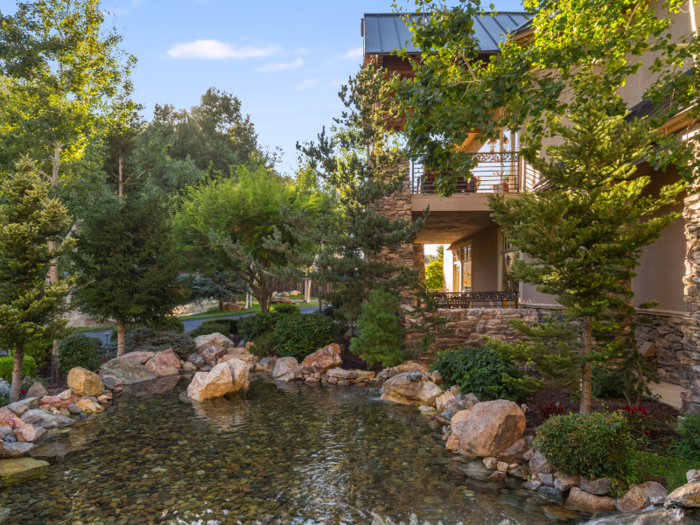 The grounds surrounding the house are fully landscaped.