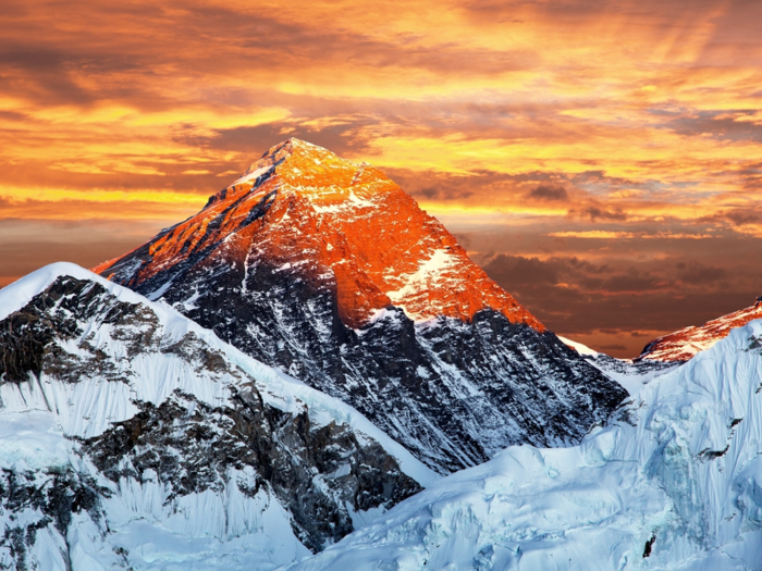 1. and 2. China and Nepal — Mount Everest, 29,029 feet