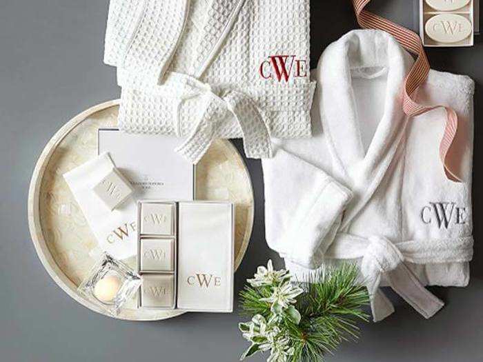 Monogrammed soaps and towels