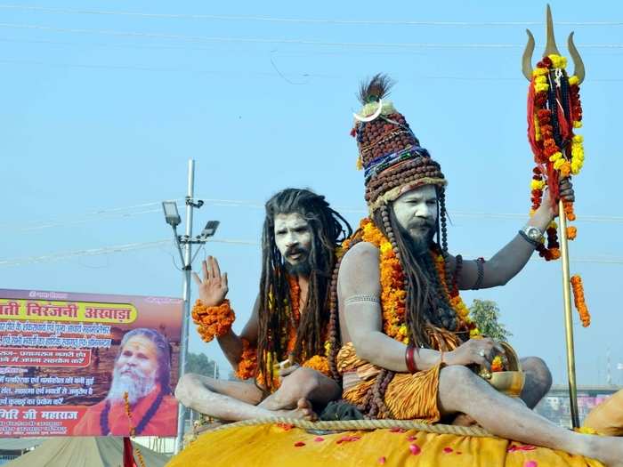The Kumbh is famous for Hindu saints or saffron-clad ‘Sadhus’ who use the occasion for ritual holy dips in the river Ganga.