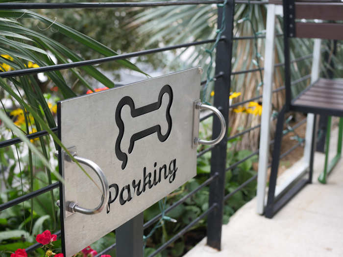 A "parking" station on the patio serves as a reminder that you