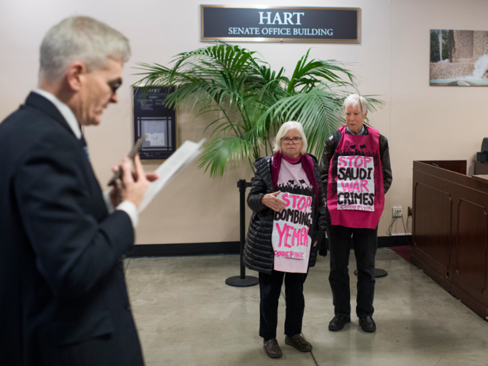 One side of the subway system is open to the public, meaning anyone who enters the Capitol Hill office buildings can see who comes and goes, including protesters looking to heckle lawmakers during tense times.